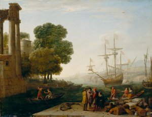 Ein Hafen bei Sonnenuntergang, 1643 von Claude Lorrain