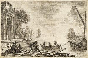 Hafenszene mit aufgehender Sonne, 1634 von Claude Lorrain