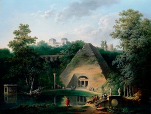 Die Pyramide am Schloss Maupertuis, ca. 1785 von Claude Louis Chatelet