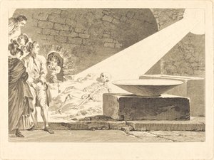 Fragonard und Bergeret mit ihren Frauen beim Besuch eines Grabes in Pompeji von Claude Mathieu Fessard after Jean Honoré Fragonard