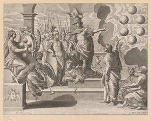 Allegorie mit Soldaten und dem Wappenschild der Medici von Claude Mellan