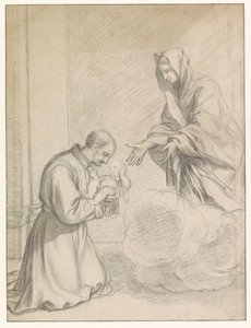 Der heilige Cajetan von Thiene nimmt das Christuskind von Maria in die Arme