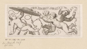 Drei Putti mit Kardinalshut und Band