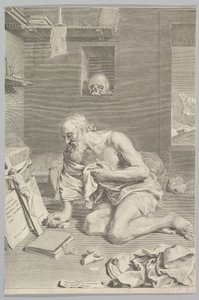 Der heilige Hieronymus betet in seiner Zelle, 1665 von Claude Mellan