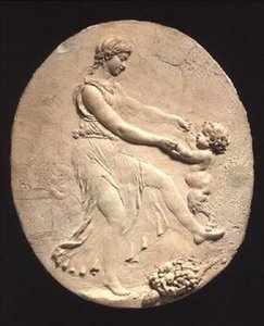 Bacchantin und ein kleiner Satyr