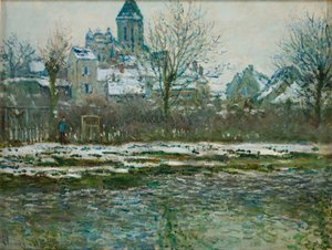Schneeeffekt in Vétheuil oder Kirche von Vétheuil von Claude Monet