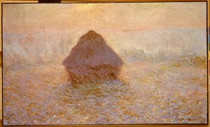 Heuschober, Sonne im Nebel von Claude Monet