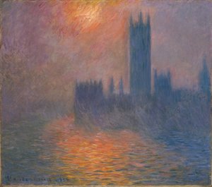 Häuser des Parlaments, Sonnenuntergang von Claude Monet