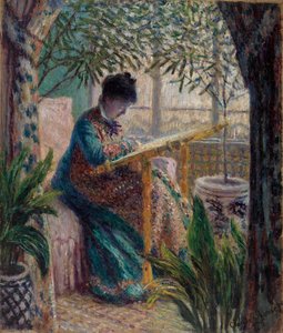 Madame Monet beim Sticken