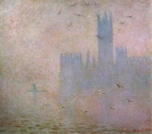 Möwen. Die Themse in London. Das Parlament, 1903-1904 von Claude Monet