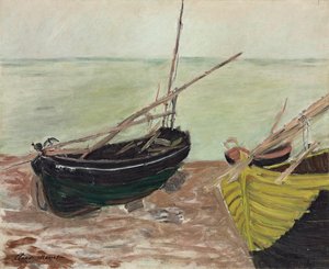 Studie von Booten am Strand von Etretat