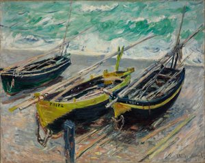 Drei Fischerboote von Claude Monet