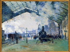 Ansicht des Bahnhofs Saint Lazare in Paris und des Normandie-Zuges