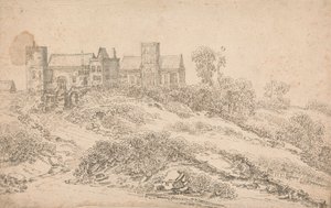 Ein Tudor-Herrenhaus und Kirche von Claude de Jongh