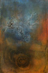 Abstrakte blau-orange Wirbel von Claudio Boczon