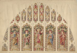 Entwurf für ein mehrteiliges Buntglasfenster, Kirche der Göttlichen Vaterschaft, New York, ca. 1898