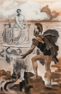 Achilles ruft seine Mutter Thetis an. Illustration von Clement Gontier für Homers 