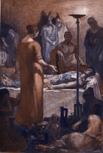 Die Klage der Briseis (beim Anblick der Wunden von Patroklos). Illustration von Clement Gontier für Homers 