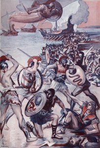 Die Schlacht um den Körper von Patroklos. Illustration von Clement Gontier (1876-1918) für Homers 