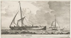 Verschiedene Schiffe und Ansichten von Amsterdam, Teil II: Ein Handelsschiff von Clement de Jonghe
