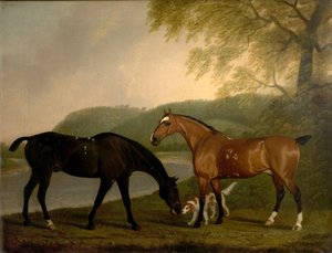Pferde und Hund in einer Landschaft, ca. 1830