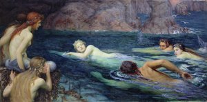 Ein Rennen mit Meerjungfrauen und Tritonen, 1895 von Collier Twentyman Smithers
