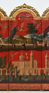 Biombo mit Ansichten von Mexiko-Stadt von Colonial Spanish