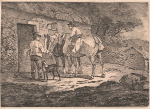 Pferde an der Tür der Hütte von Conrad Gessner