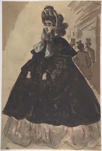 Dame mit Haube und Mantel von Constantin Guys