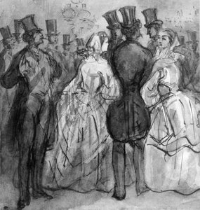 Im Theater (Im Foyer des Theaters; Damen und Herren) von Constantin Guys