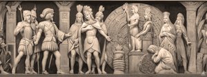Cortez und Montezuma am mexikanischen Tempel, Fries in der Rotunde des Kapitols der Vereinigten Staaten, 186
