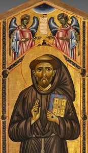 Bardi St. Franziskus Altarbild und zwanzig Geschichten seines Lebens, Die Bardi-Kapelle, Detail des Heiligen und der Engel von Coppo di Marcovaldo