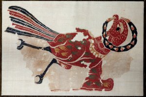 Fragment eines Woll- und Leinenbehangs: Vogel (Adler?) 5. Jahrhundert n. Chr. Aus Ägypten. Paris, Louvre Museum