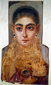 Koptische Kunst: junge Frau genannt „Die Europäerin“ Fayoum (um 160 n. Chr.) Wachsmalerei auf Holz. Paris, Louvre-Museum