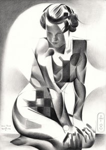 Kontemplative Art Deco Figur von Corné Akkers