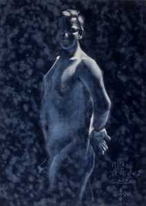 Dramatische blaue männliche Figur
