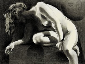 Nachdenklicher Akt im Schatten