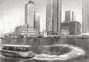 Rotterdam Stadt Skizze von Corné Akkers