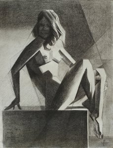 Sitzender geometrischer Akt von Corné Akkers