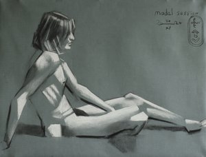 Sitzende Aktstudie