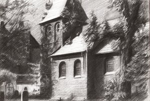 Einsame Figur im Kirchhof von Corné Akkers
