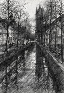 Winter Stadtkanal Skizze
