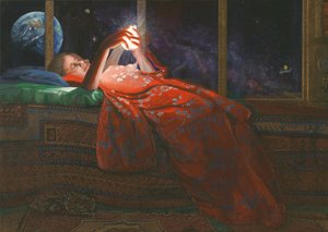 Frau und Kosmischer Bildschirm von Corné Akkers