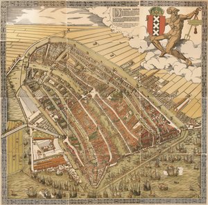 Die große Karte von Amsterdam im Jahr 1544 von Kornelis Antoniszoon... gehört zum fünften Teil der Geschichte von Amsterdam / von J. Ter Gouw, fotografiert nach dem Original...