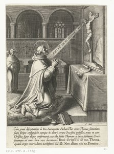 Heiliger Thomas von Aquin im Gespräch mit einem Kruzifix (Das Leben des heiligen Thomas von Aquin) von Cornelis Boel