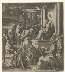 Christus predigt vor dem Volk von Cornelis Bos (possibly)