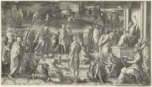 Christus predigt vor dem Volk von Cornelis Bos