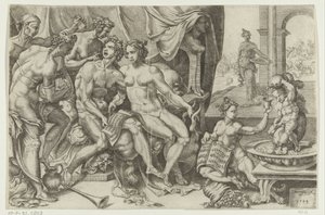 Der verlorene Sohn verschwendet sein Geld von Cornelis Bos