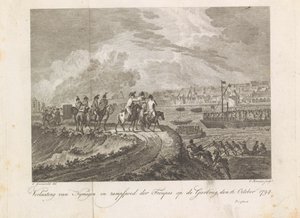 Franzosen beschießen die fliehenden Truppen auf der Gierbrücke, 1794