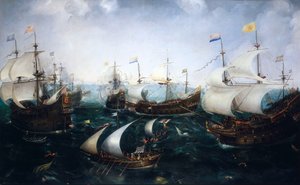 Heemskerks Niederlage der Spanier in Gibraltar, 25. April 1607 (um 1619)